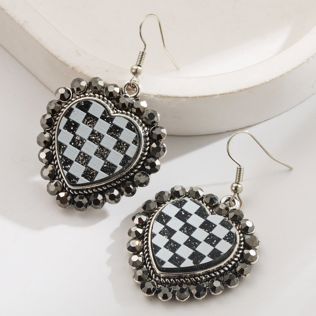 Wholesale diamond-studded heart-shaped exaggerated niche earrings